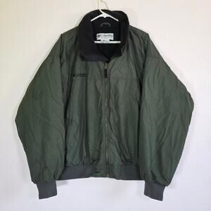 Columbia Mens XL Green Bomber Jacket Fleece Lined Full Zip Casual